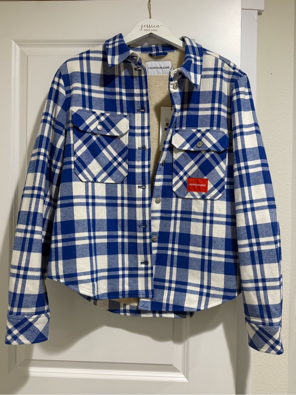 Calvin Klein Plaid Sherpa Flannel Jacket